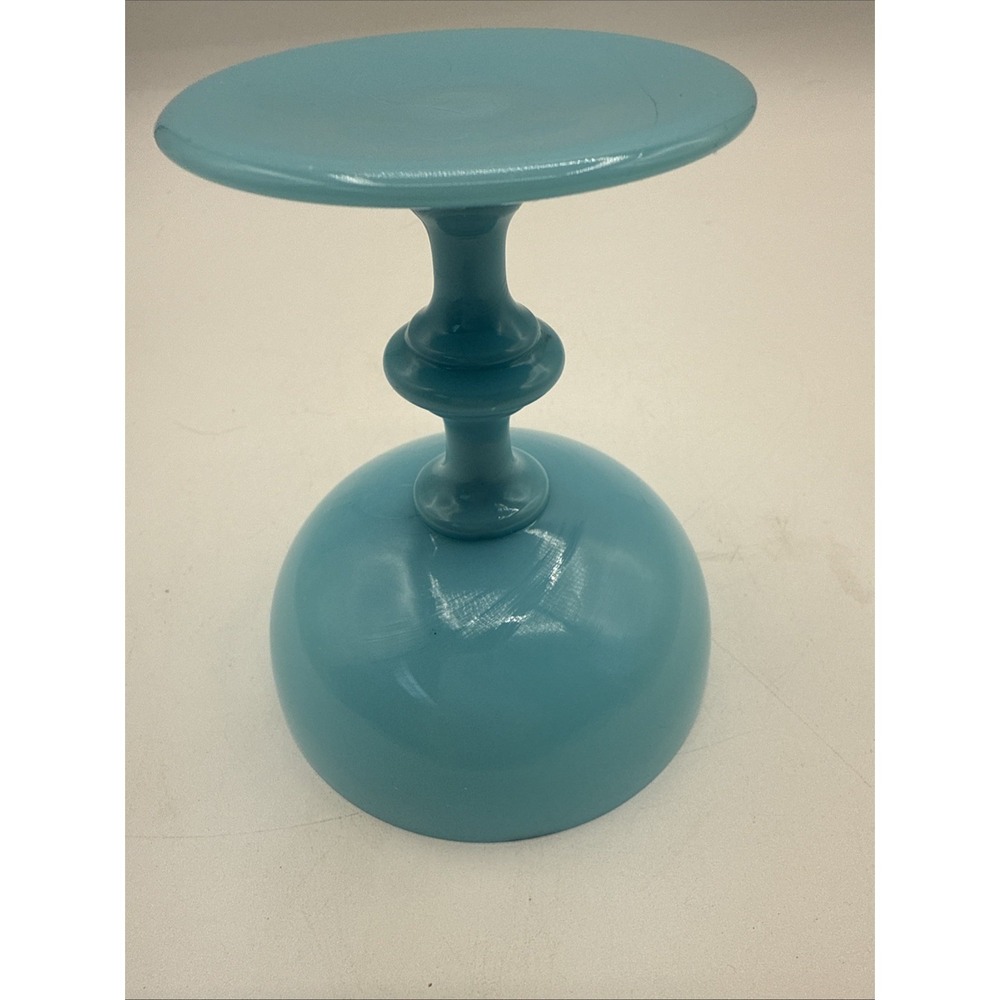 Vtg Portieux Vallerysthal Robin Egg Blue Opaline Glass Goblet 4.25" #13526 - Picture 5 of 7